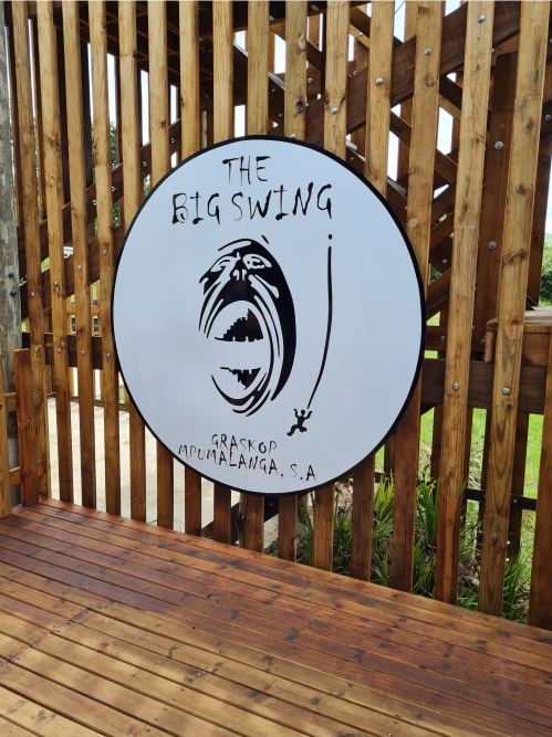 Custom cut-out sign for The Big Swing, Graskop