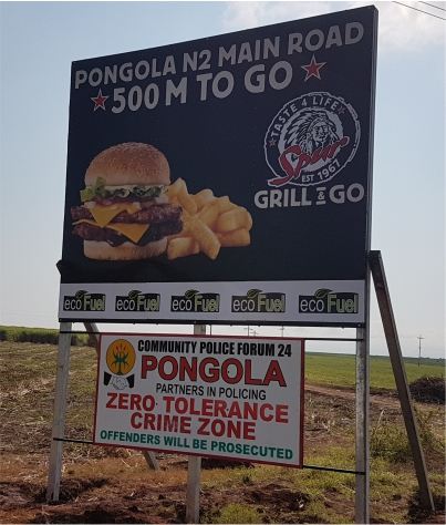 Roadside sign board for Spur, Pongola N2